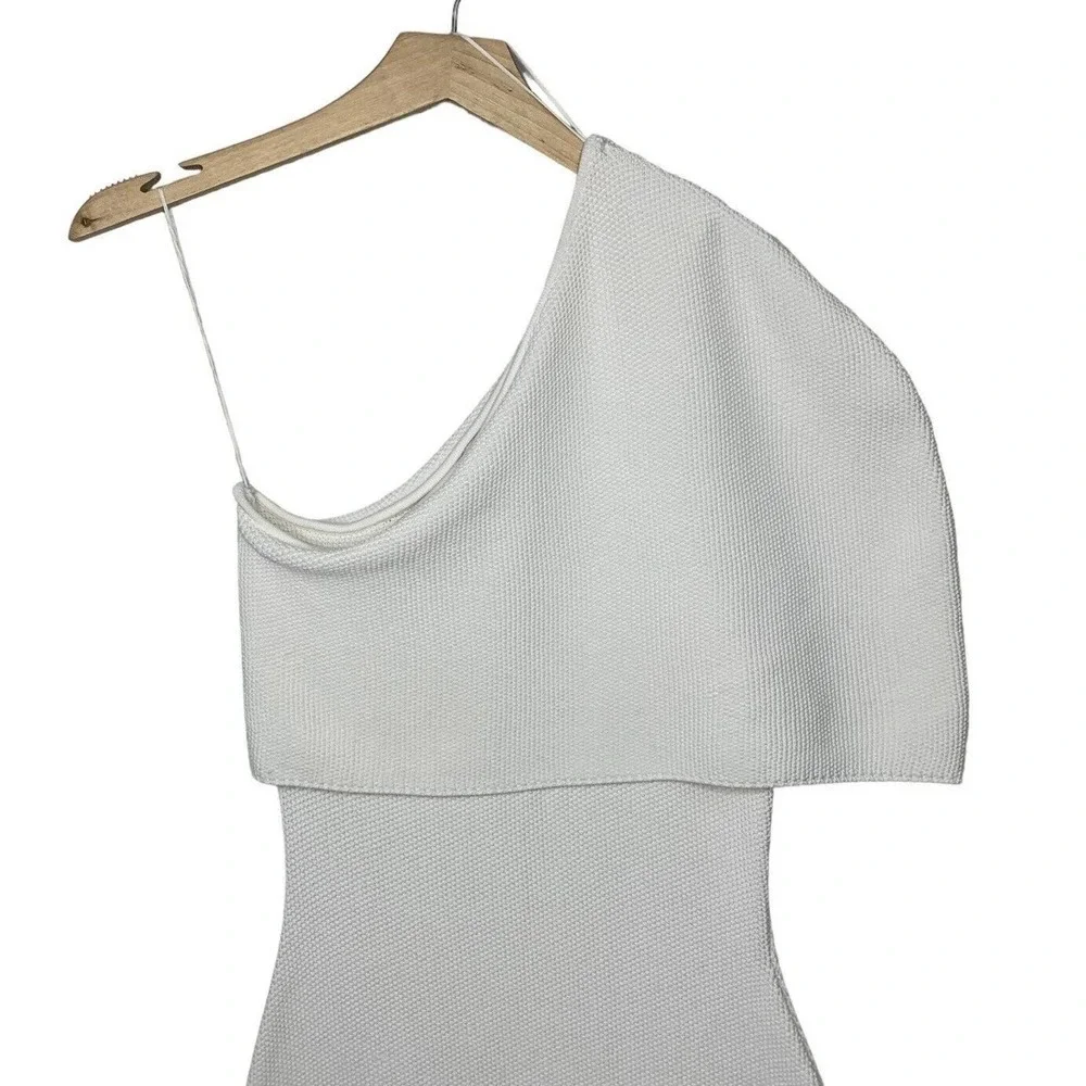 The Sei One Shoulder Cape Midi Pique Knit Sweater Dress Womens Size Medium $399 - Picture 7 of 15